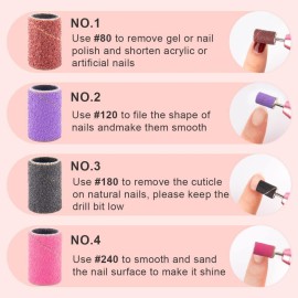 Rolybag Sanding Bands for Nail Drill Nail Sanding Bands Professional Sanding bit Nails 240 Pieces 4 Color Coarse Fine Grit Efile Sand Set 80120180240 2 Pieces Nail Drill Bits