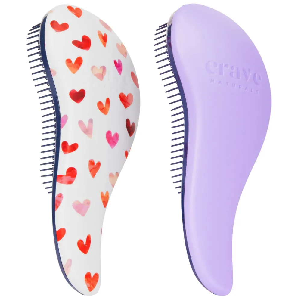 Crave Naturals Glide Thru Detangling Hair Brush for Adults and Kids - Detangler Hairbrush for Curly or Straight, Wet or Dry Hair - Gentle on Tangles Hair Comb - Purple and Pink Hearts (Pack of 2) Crave Naturals Glide Thru Detangling Hair Brush for Adults and Kids - Detangler Hairbrush for Curly or Straight, Wet or Dry Hair - Gentle on Tangles Hair Comb - Purple and Pink Hearts (Pack of 2)