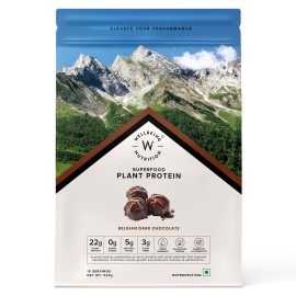WELLBEING NUTRITION Organic Vegan Plant Protein Isolate Powder | 22g Protein, 5g BCAA | Prebiotics & 3B CFU Probiotics | No Bloating | Easy to Digest | Belgian Dark Chocolate - 500gm