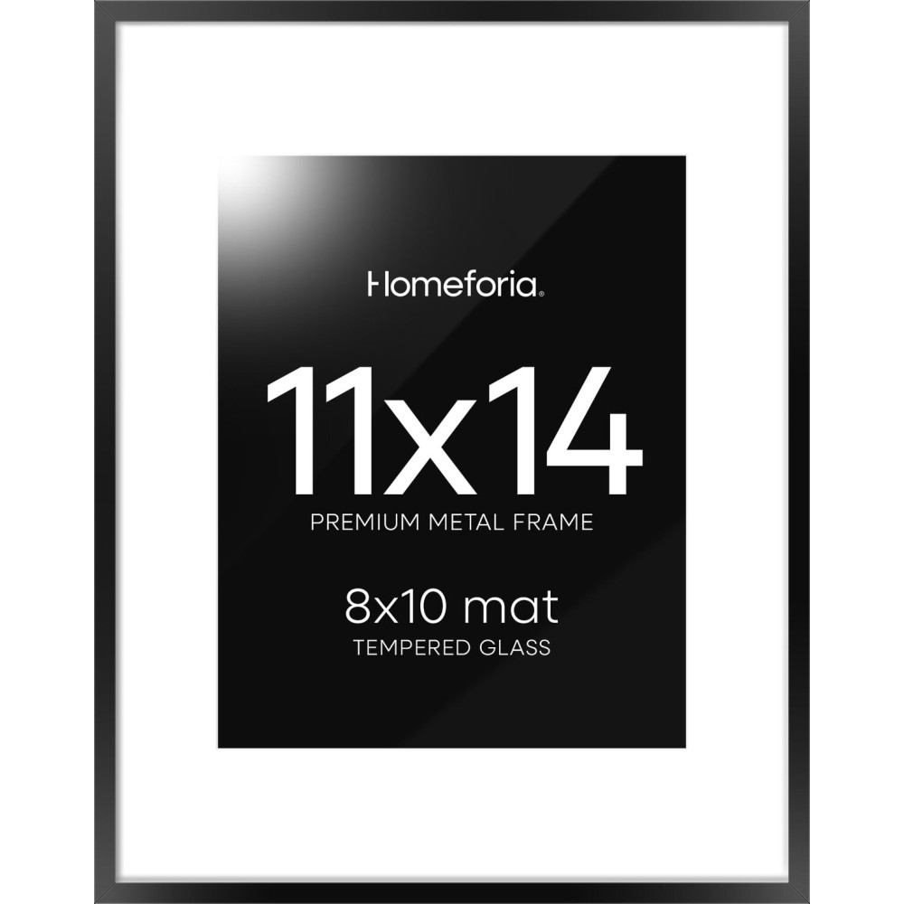 Homeforia Black 11x14 Picture Frame, High End Metal 11x14 Poster Frames with Mat 8x10, 11 x 14 Black Frame Matted to 8 x 10 inch Photo, 11 by 14 Thin Hanging Frames, Tempered Glass, Wall Kit, Set of 1 Homeforia Black 11x14 Picture Frame, High End Metal 11x14 Poster Frames with Mat 8x10, 11 x 14 Black Frame Matted to 8 x 10 inch Photo, 11 by 14 Thin Hanging Frames, Tempered Glass, Wall Kit, Set of 1