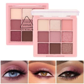 AMY\'S DIARY Pink eye shadow palettes,9 Colors Pink Rose Shimmer matte High Pigmented Glitter Pallete Eyeshadow Makeup Colorful Lasting Waterproof Makeup Eyeshadow Palette
