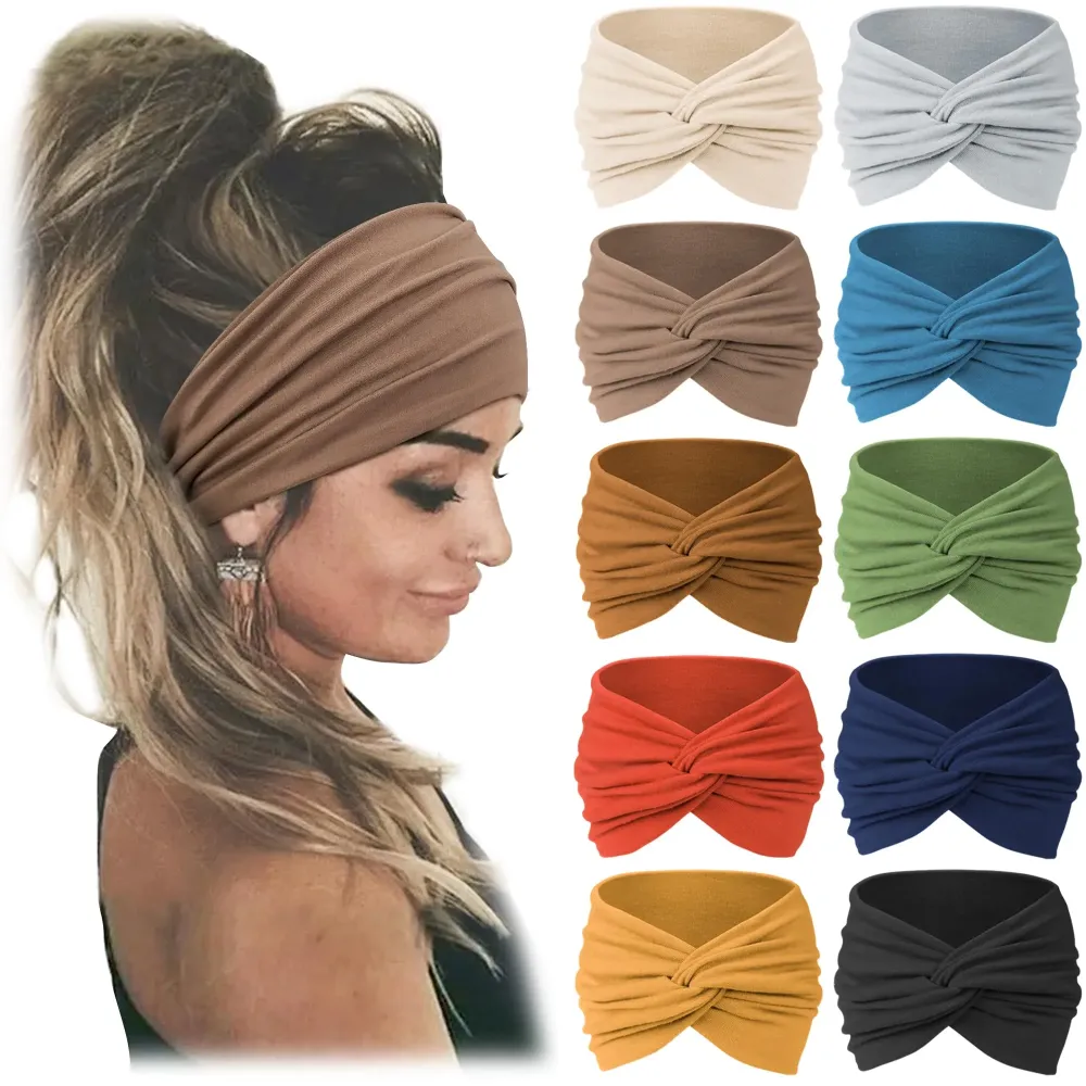 Jesries 10 PCS Women Headbands African Wide Hair Wrap Extra Turban Head Bands for Lady Large Sport Workout Stretch Non-slip Big Hair Bands Jesries 10 PCS Women Headbands African Wide Hair Wrap Extra Turban Head Bands for Lady Large Sport Workout Stretch Non-slip Big Hair Bands