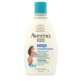 Aveeno Kids Curly Hair Conditioner, Hydrating Conditioner, Kids Curly Hair Products, Oat Extract & Shea Butter, Gentle Scent, 12 fl. oz (Pack of 1)