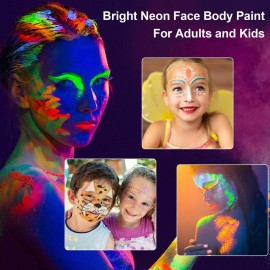 MEICOLY Neon Face Paint,UV Blacklight Glow Face Paint,8 Bright Colors Neon Fluorescent Rave Body Paint Palette,Water Activated Eyeliner,Water Based Glow In The Dark Halloween Washable for Kids Adults MEICOLY Neon Face Paint,UV Blacklight Glow Face Paint,8 Bright Colors Neon Fluorescent Rave Body Paint Palette,Water Activated Eyeliner,Water Based Glow In The Dark Halloween Washable for Kids Adults