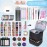 CTWWFS PU Leather Nail Polish Organizer and Nail Lamp Case, Nail Kit Organizer Holds 30+ Bottles (15ml - 0.5 fl.oz) and a Nail Lamp, Nail Polish Carrying Case with Manicure Tools Storage Sections
