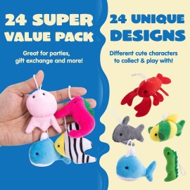 JOYIN 24 Pcs Mini Sea Animal Plush Toys, 3 Stuffed Sea Animal Bulk for Kids Birthday Party Favors, Basket Stuff, Pinata Fillers, Goodie Bag Fillers, School Prizes, Valentine\'s Day Party Supplies