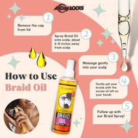 AllDay Locks Braid Oil | Soothes, Moisturizes Dry & Itchy Scalp | Nourishing, Soothing, Protecting Oil | Rejuvenates & Refreshes Braids, Locks, Twists, Cornrows | 8 oz AllDay Locks Braid Oil | Soothes, Moisturizes Dry & Itchy Scalp | Nourishing, Soothing, Protecting Oil | Rejuvenates & Refreshes Braids, Locks, Twists, Cornrows | 8 oz