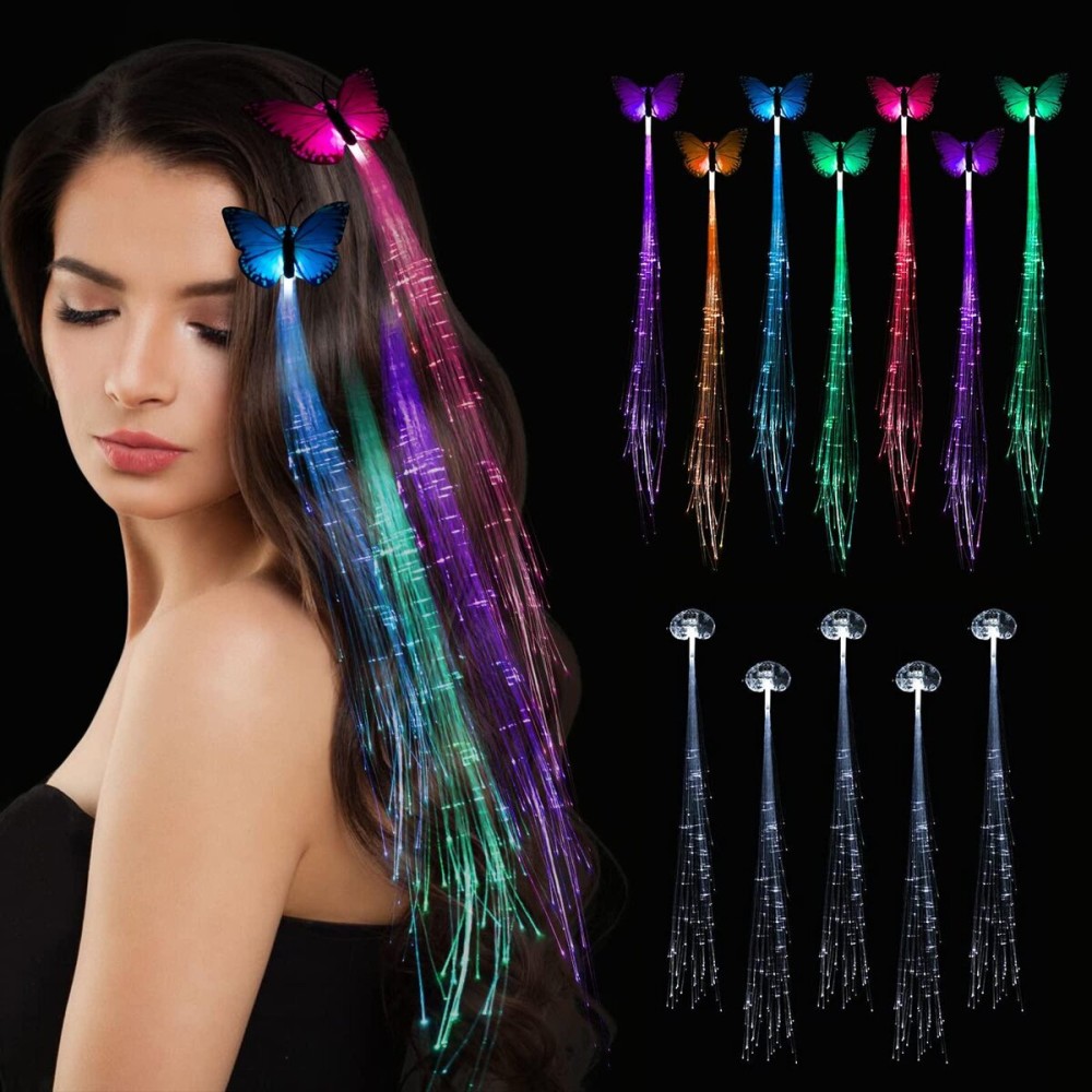 12 Pack Led Light Up Fairy Hair Accessories Braid Extension Butterfly Clips for Women Girls, Glow in the Dark Party Favors Supplies Neon Rave Accessories Wig for Festival Halloween Christmas Birthday 12 Pack Led Light Up Fairy Hair Accessories Braid Extension Butterfly Clips for Women Girls, Glow in the Dark Party Favors Supplies Neon Rave Accessories Wig for Festival Halloween Christmas Birthday