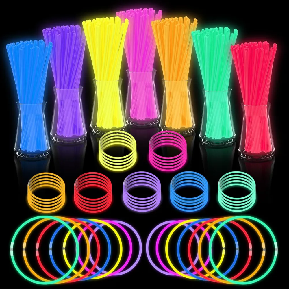 JICUICUI Glow Sticks Bulk - Ultra Bright 500 Party Pack Glow In The Dark Easter Eggs Gift, Neon Birthday and Holidays - Multicolor 8 Glow Sticks Necklaces Bracelet