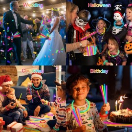 JICUICUI Glow Sticks Bulk - Ultra Bright 500 Party Pack Glow In The Dark Easter Eggs Gift, Neon Birthday and Holidays - Multicolor 8 Glow Sticks Necklaces Bracelet