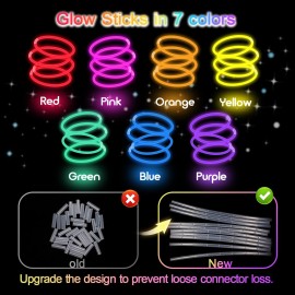 JICUICUI Glow Sticks Bulk - Ultra Bright 500 Party Pack Glow In The Dark Easter Eggs Gift, Neon Birthday and Holidays - Multicolor 8 Glow Sticks Necklaces Bracelet