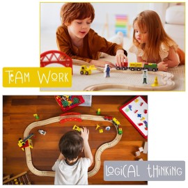 KipiPol Wooden Train Sets for Boys 2-4-7 - 38 Pcs Wood Train Set for Toddlers w/Crane, Bridge & Wooden Train Tracks - Train Toys for 3 Year Old Boys & Girls - Fits Thomas Brio IKEA Melissa and Doug KipiPol Wooden Train Sets for Boys 2-4-7 - 38 Pcs Wood Train Set for Toddlers w/Crane, Bridge & Wooden Train Tracks - Train Toys for 3 Year Old Boys & Girls - Fits Thomas Brio IKEA Melissa and Doug