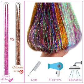 Fairy Hair Tinsel Kit with Tools 48 Inch Heat Resistant Safe 12 Colors Glitter Tinsel Hair Extensions 3200 strands (12 Colors, 3200 Strands) Fairy Hair Tinsel Kit with Tools 48 Inch Heat Resistant Safe 12 Colors Glitter Tinsel Hair Extensions 3200 strands (12 Colors, 3200 Strands)