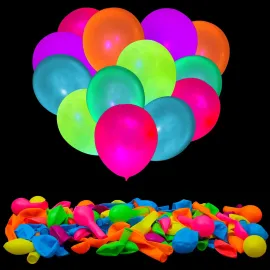 100 Pcs UV Neon Balloons ,Neon Glow Party Balloons..