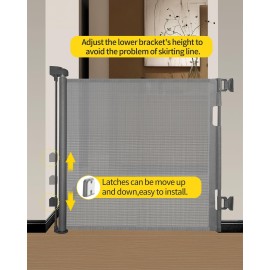 DEAR LOV Retractable Mesh Baby Gate, 33 Tall, Extends up to 55 Wide, Child Safety Gate for Doorways, Stairs, Hallways, Indoor/Outdoor (33x55, Gray) DEAR LOV Retractable Mesh Baby Gate, 33 Tall, Extends up to 55 Wide, Child Safety Gate for Doorways, Stairs, Hallways, Indoor/Outdoor (33x55, Gray)