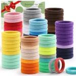 100PCS Elastic Hair Ties, Seamless Hair Band, Ponytail Holder No Crease Damage, Cotton Bands, Hair Scrunchies for Thick Thin Hair, Hair Accessories for Women