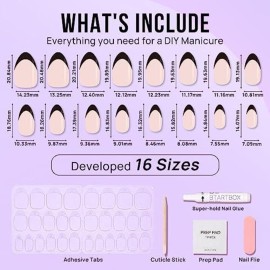 BTArtbox French Tip Press On Nails Almond - Black Press on Nails Short, Glue On Nails for Women Gift, Supremely Fit Natural Reusable Stick On Nails in 16 Sizes - 30 Fake Nails Kit, Black French BTArtbox French Tip Press On Nails Almond - Black Press on Nails Short, Glue On Nails for Women Gift, Supremely Fit Natural Reusable Stick On Nails in 16 Sizes - 30 Fake Nails Kit, Black French