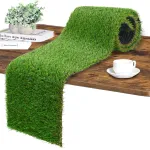GLOBREEN Artificial Grass Table Runner, Greenery Faux Turf Table Centerpiece Decor Golf Theme Party, Birthday, Picnic, Dining, Wedding, Home DIY Crafts 12 x 48