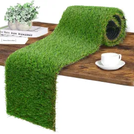 GLOBREEN Artificial Grass Table Runner, Greenery Faux Turf Table Centerpiece Decor Golf Theme Party, Birthday, Picnic, Dining, Wedding, Home DIY Crafts 12 x 48