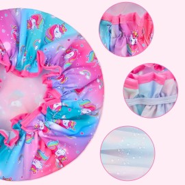 Unicorn Kids Shower Cap Set, 3 Pcs Rainbow Hair Caps, Wide Elastic Band, Reusable Waterproof Toddler Bath Cap, Large for Girls & Women Unicorn Kids Shower Cap Set, 3 Pcs Rainbow Hair Caps, Wide Elastic Band, Reusable Waterproof Toddler Bath Cap, Large for Girls & Women