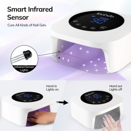 Lavinda UV LED Nail Lamp, Cordless Nail Lamp 54W Rechargeable Nail Dryer Gel Polish Light with Large LCD Display, Professional Gel Curing Lamp with 4 Timer Setting Auto Sensor for Salon and Home