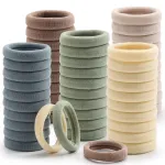 100 Pcs Thick Seamless Hair Ties, Ponytail Holders Hair Accessories No Damage for Thick Hair (Light Theme Colors)