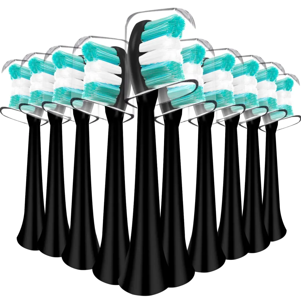 Replacement Toothbrush Heads Compatible with AquaSonic Black Series Vibe Series Electric Toothbrush, Curved Shape Design Planted with Nylon Bristle (Black) Replacement Toothbrush Heads Compatible with AquaSonic Black Series Vibe Series Electric Toothbrush, Curved Shape Design Planted with Nylon Bristle (Black)