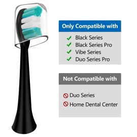 Replacement Toothbrush Heads Compatible with AquaSonic Black Series Vibe Series Electric Toothbrush, Curved Shape Design Planted with Nylon Bristle (Black) Replacement Toothbrush Heads Compatible with AquaSonic Black Series Vibe Series Electric Toothbrush, Curved Shape Design Planted with Nylon Bristle (Black)
