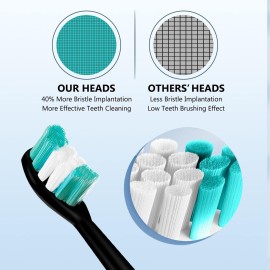 Replacement Toothbrush Heads Compatible with AquaSonic Black Series Vibe Series Electric Toothbrush, Curved Shape Design Planted with Nylon Bristle (Black) Replacement Toothbrush Heads Compatible with AquaSonic Black Series Vibe Series Electric Toothbrush, Curved Shape Design Planted with Nylon Bristle (Black)