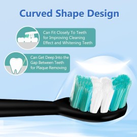 Replacement Toothbrush Heads Compatible with AquaSonic Black Series Vibe Series Electric Toothbrush, Curved Shape Design Planted with Nylon Bristle (Black) Replacement Toothbrush Heads Compatible with AquaSonic Black Series Vibe Series Electric Toothbrush, Curved Shape Design Planted with Nylon Bristle (Black)