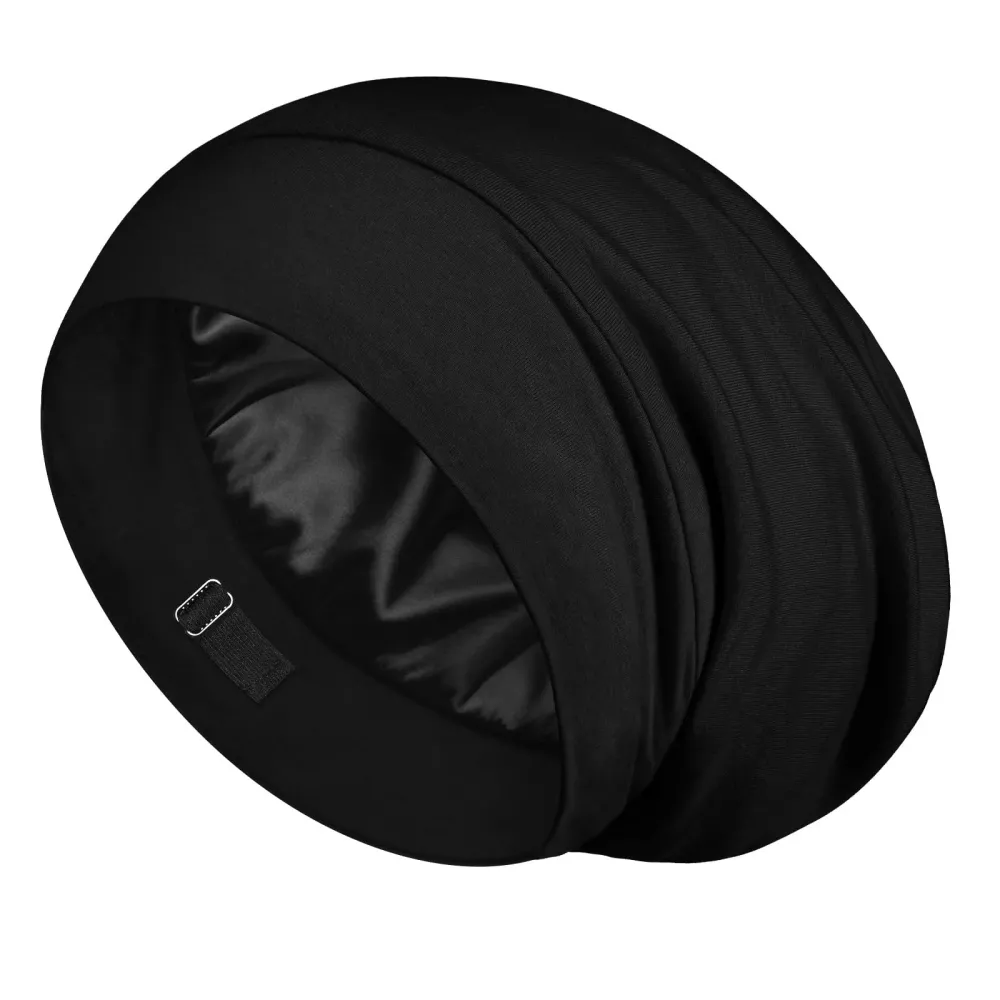 LULUSILK 100% Mulberry Silk Bonnet for Sleeping Women and Men, No More Frizzy Tangled Hair, Real Silk Sleep Cap for Curly Hair, Black, Pack of 1 LULUSILK 100% Mulberry Silk Bonnet for Sleeping Women and Men, No More Frizzy Tangled Hair, Real Silk Sleep Cap for Curly Hair, Black, Pack of 1