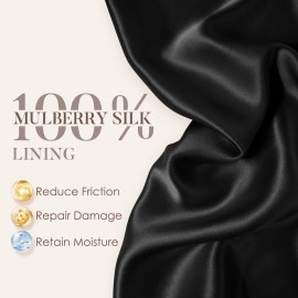 LULUSILK 100% Mulberry Silk Bonnet for Sleeping Women and Men, No More Frizzy Tangled Hair, Real Silk Sleep Cap for Curly Hair, Black, Pack of 1 LULUSILK 100% Mulberry Silk Bonnet for Sleeping Women and Men, No More Frizzy Tangled Hair, Real Silk Sleep Cap for Curly Hair, Black, Pack of 1