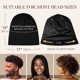 LULUSILK 100% Mulberry Silk Bonnet for Sleeping Women and Men, No More Frizzy Tangled Hair, Real Silk Sleep Cap for Curly Hair, Black, Pack of 1 LULUSILK 100% Mulberry Silk Bonnet for Sleeping Women and Men, No More Frizzy Tangled Hair, Real Silk Sleep Cap for Curly Hair, Black, Pack of 1