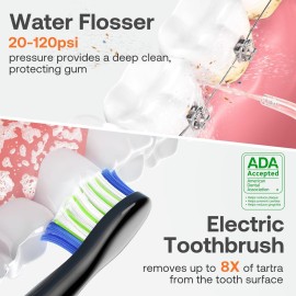 Water Flosser and Electric Toothbrush Combo - Cordless Water Flosser for Teeth - 5 Modes Sonic Electric Toothbrush, 3 Modes Portable Water Floss