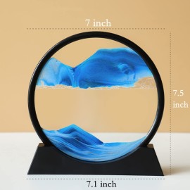 Arthink Moving Sand Art Picture in Motion Round Glass 3D Deep Sea Landscape, Dynamic Sand Art Sandscapes, Sensory Relaxing Desktop Table Decor Desk Decor Art Desk (7 inch, Blue) Arthink Moving Sand Art Picture in Motion Round Glass 3D Deep Sea Landscape, Dynamic Sand Art Sandscapes, Sensory Relaxing Desktop Table Decor Desk Decor Art Desk (7 inch, Blue)