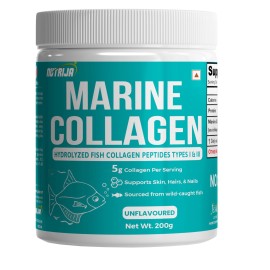 NutriJa Marine Collagen Peptides - Hydrolyzed Fish Collagen - Highly Bioavailable - Small Molecule Size 300Da (0.3 kDa) 200grams