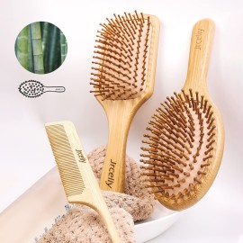 3PCS Bamboo Hair Brush Set,Natural Wooden Brush for Women, madam, Paddle Detangling Brush for Dry/Curly/Thick/Thin/Straight Hair 3PCS Bamboo Hair Brush Set,Natural Wooden Brush for Women, madam, Paddle Detangling Brush for Dry/Curly/Thick/Thin/Straight Hair