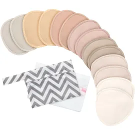 14-Pack Organic Nursing Pads - Washable Breast Pads for Breastfeeding, Nursing Bra Nipple Pads for Breastfeeding, Pumping Bra Reusable Breast Pads, Maternity Breastfeeding Bra Pads (Neutrals, L 4.8)