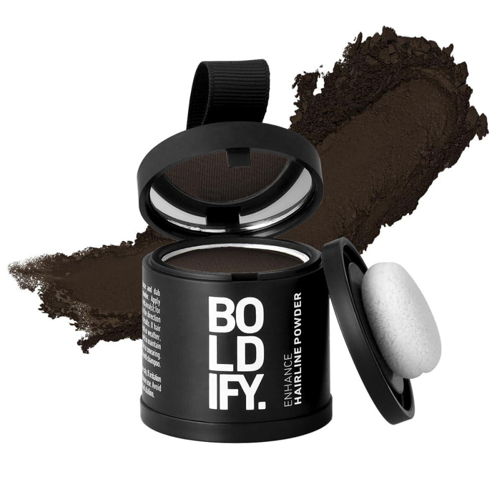 BOLDIFY Hairline Powder (LARGE, 10g) - Root Touch Up Hair Color for Gray Coverage - Bald Spot Concealing Hair Powder for Women & Men - 48-Hour Stain-Proof - Dark Brown BOLDIFY Hairline Powder (LARGE, 10g) - Root Touch Up Hair Color for Gray Coverage - Bald Spot Concealing Hair Powder for Women & Men - 48-Hour Stain-Proof - Dark Brown