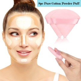 8 Pcs Cotton Powder Puff Face,JASSINS Triangle super soft for Both dry and wet Makeup Setting/Concealer/Loose and Body Powder/Foundation/Blush Makeup Sponge Set (Pink) 8 Pcs Cotton Powder Puff Face,JASSINS Triangle super soft for Both dry and wet Makeup Setting/Concealer/Loose and Body Powder/Foundation/Blush Makeup Sponge Set (Pink)