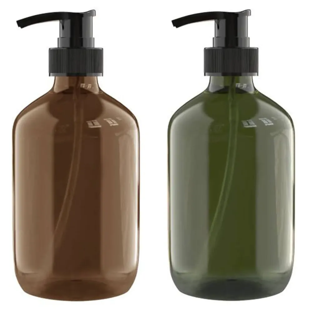 2 PCS 10 OZ Pump Bottle Plastic Pump Lotion Dispenser Empty Bottles Refillable Plastic Containers for Shampoo Lotion Body Wash, Creams, Moisturizer, Massage Oil, Multicolor