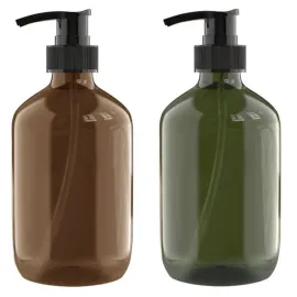 2 PCS 10 OZ Pump Bottle Plastic Pump Lotion Dispenser Empty Bottles Refillable Plastic Containers for Shampoo Lotion Body Wash, Creams, Moisturizer, Massage Oil, Multicolor