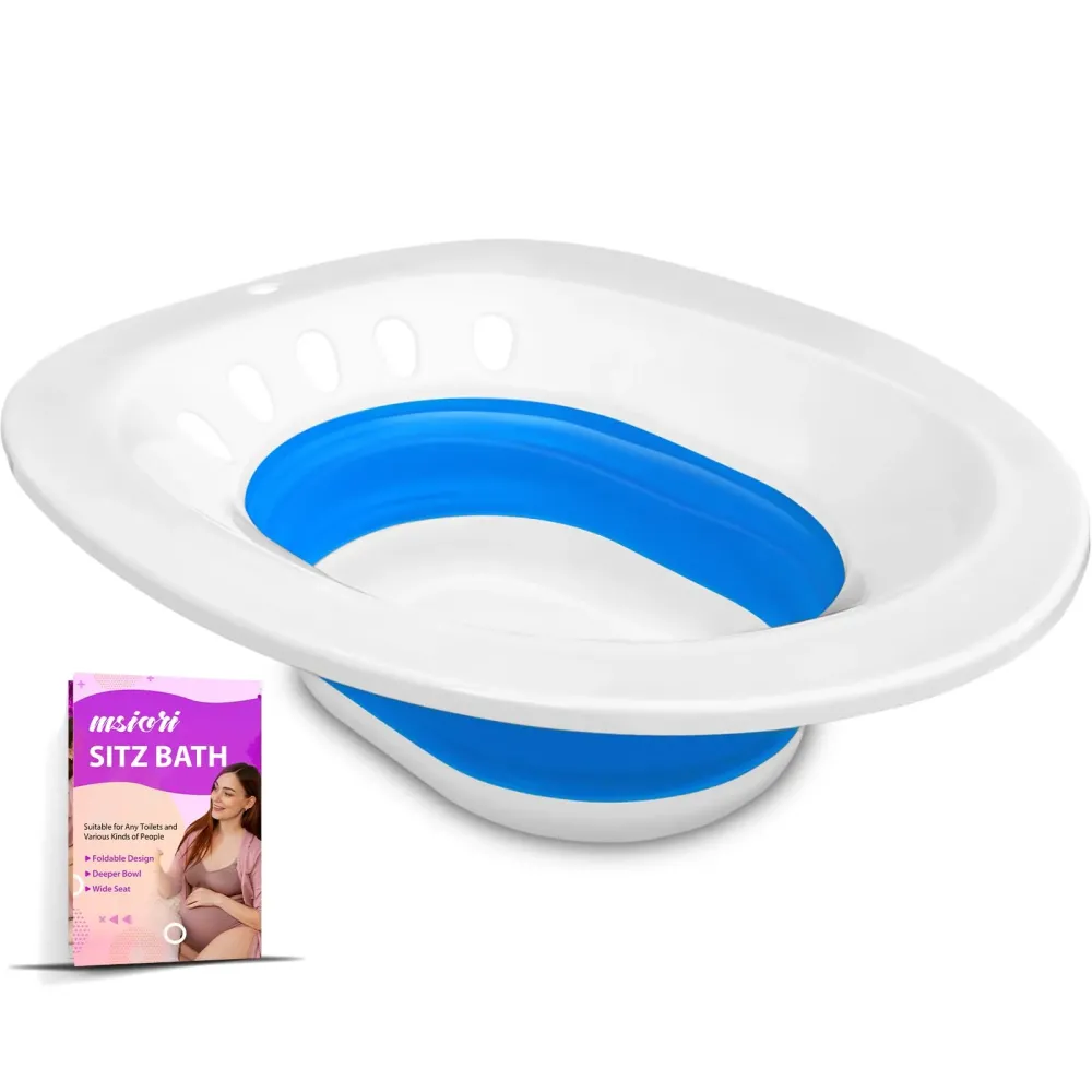 Sitz Bath for Hemorrhoids, Sitz Bath for Postpartum Care - Suitable for Pregnant Women and Perineal Care, Sits Bath Kit for Women - Collapsible Storage, Wide Seat Sitz Bath for Hemorrhoids, Sitz Bath for Postpartum Care - Suitable for Pregnant Women and Perineal Care, Sits Bath Kit for Women - Collapsible Storage, Wide Seat