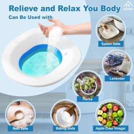 Sitz Bath for Hemorrhoids, Sitz Bath for Postpartum Care - Suitable for Pregnant Women and Perineal Care, Sits Bath Kit for Women - Collapsible Storage, Wide Seat Sitz Bath for Hemorrhoids, Sitz Bath for Postpartum Care - Suitable for Pregnant Women and Perineal Care, Sits Bath Kit for Women - Collapsible Storage, Wide Seat