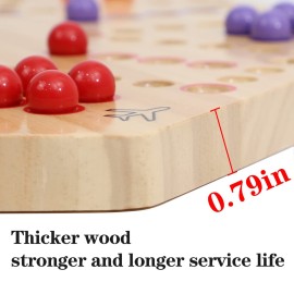HOROW Wahoo Board Game Wooden Original Board Game 15 inch Classic 2 Side Painted Fast Track Game for 4 Player and 6 Player with 30 Marbles,6 Dices for Family Game Night