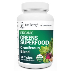Dr. Berg\'s Greens Superfood Cruciferous Vegetable Tablets - Vegetable Supplements for Adults w/ 11 Phytonutrient Super Greens - Energy, Immune System & Liver Veggie Tablets - 90 Tablet