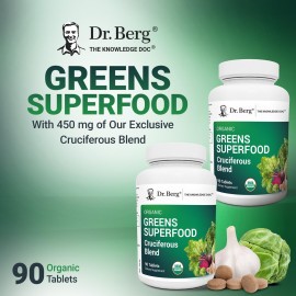 Dr. Berg\'s Greens Superfood Cruciferous Vegetable Tablets - Vegetable Supplements for Adults w/ 11 Phytonutrient Super Greens - Energy, Immune System & Liver Veggie Tablets - 90 Tablet