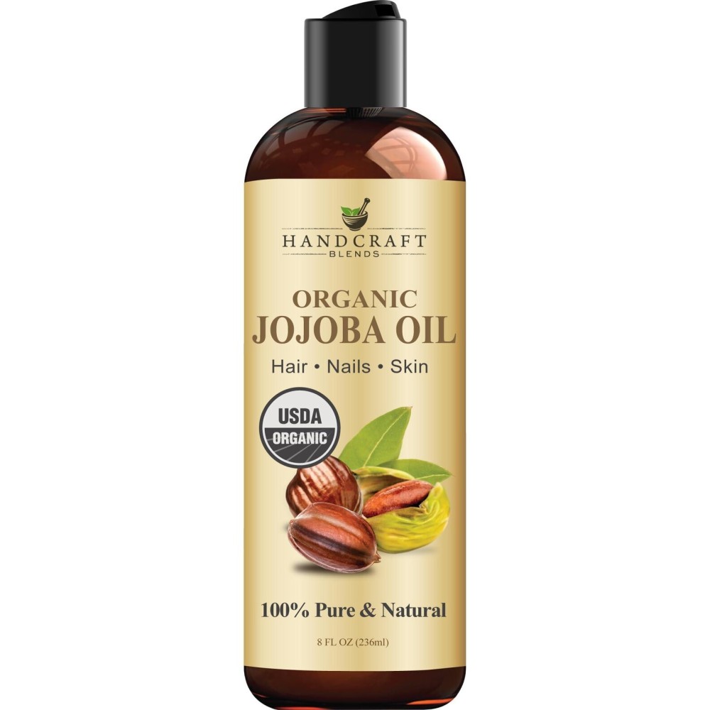 Handcraft Blends USDA Organic Jojoba Oil - Cold-Pressed 8 Fl Oz - 100% Pure and Natural - Premium Grade Carrier Oil for Skin and Hair - Hair and Body - Massage - Hexane-Free Handcraft Blends USDA Organic Jojoba Oil - Cold-Pressed 8 Fl Oz - 100% Pure and Natural - Premium Grade Carrier Oil for Skin and Hair - Hair and Body - Massage - Hexane-Free