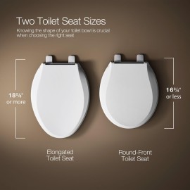 KOHLER 4636-RL-0 Cachet ReadyLatch Elongated Toilet Seat, Quiet-Close Lid, Contoured Seat, Grip-Tight Bumpers and Installation Hardware, White, 18.04L x 14.18W