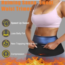 huiming Sauna Suit Waist Trimmer for Women Waist Trainer sweat band for stomach Belt Lower Belly Plus Size (Black, S/M-1)